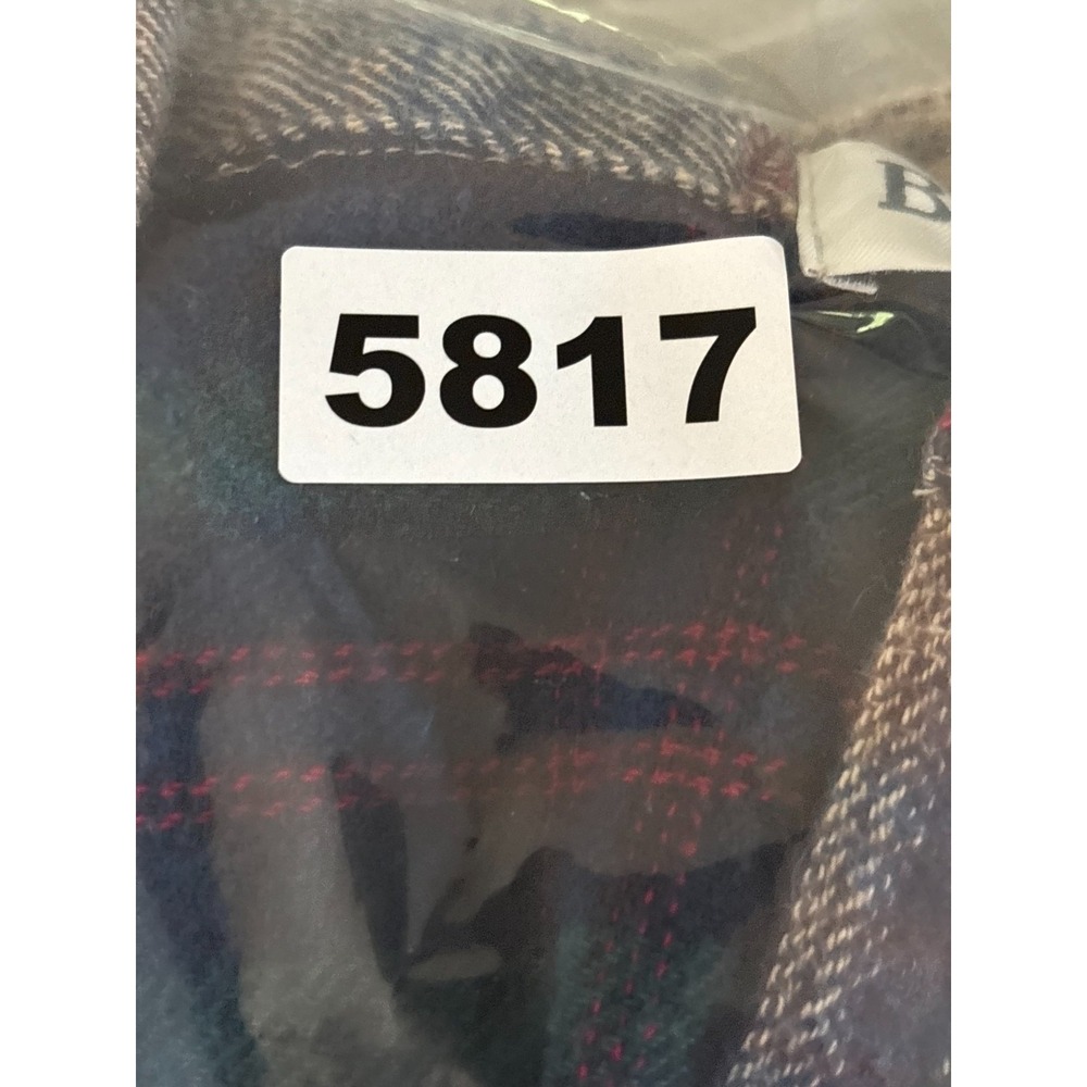BKE Flannel Boyfriend Shirt Womens Small Blue Beige Plaid Raw Hem Button Up - Picture 5 of 5